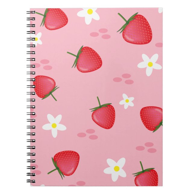 Caderno Espiral Notebook espiral, morango, rosa (Frente)