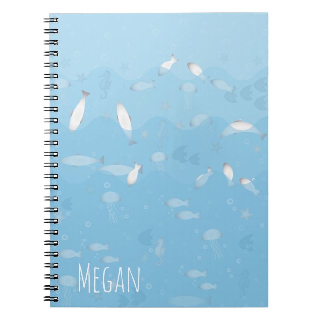 Caderno Espiral Notebook espiral no oceano azul (Frente)