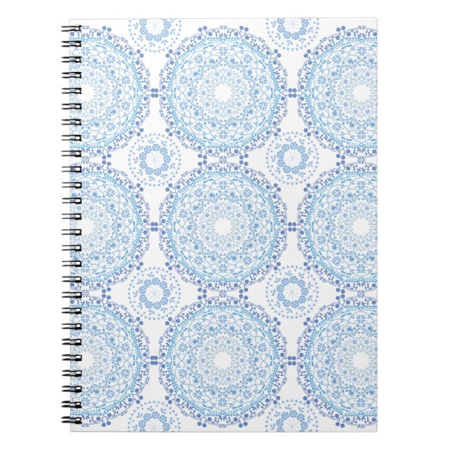 Caderno Espiral Notebook espiral padrão de Mandala azul (Frente)