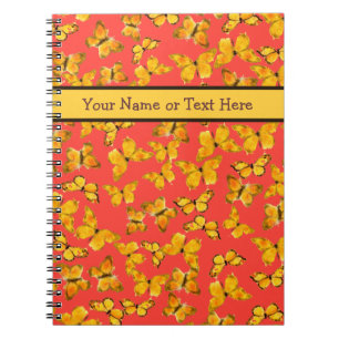 Caderno Espiral Notebook espiral personalizado, borboletas de Ouro