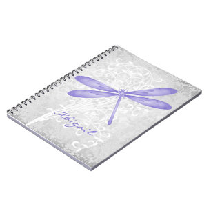 Caderno Espiral Notebook espiral personalizado com Dragonfly roxa