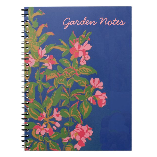 Caderno Espiral Notebook Espiral Personalizado, Japonica Rosa em A (Frente)
