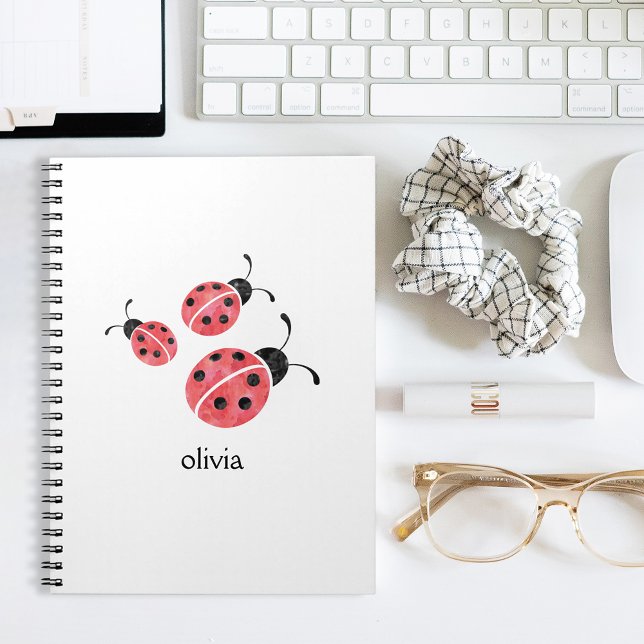 Caderno Espiral Notebook Espiral Personalizado Ladybug Watercolor (Criador carregado)