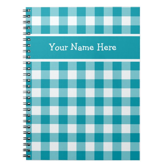 Caderno Espiral Notebook Espiral Personalizado, Padrão de Gingham  (Frente)