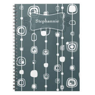 Caderno Espiral Notebook espiral Retro Blue Squares 1950, de 70 an