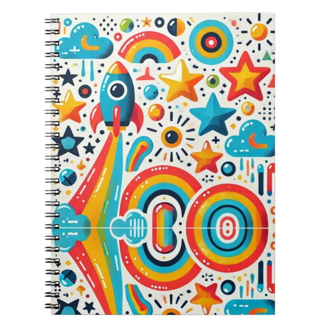 Caderno Espiral Notebook espiral "Rocket Rainbow" (Frente)