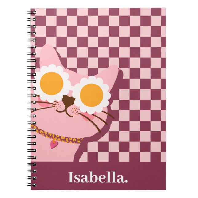 Caderno Espiral Notebook Espiral Rosa Personalizado (Frente)