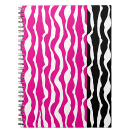 Caderno Espiral Notebook espiral, rosa quente e zebra negra