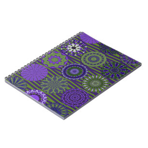 Caderno Espiral Notebook espiral, verde-roxo, divertido caleidoscó