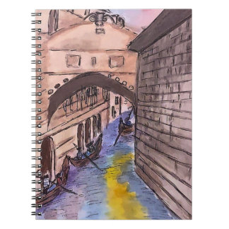 Caderno Espiral Notebook espiralado - cobrir de Veneza com Aquarel