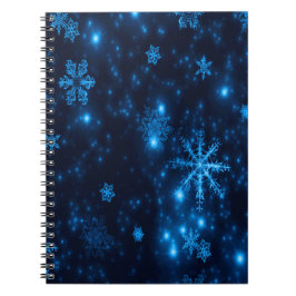 Caderno Espiral Notebook espiralado com flocos de neve azuis e bri