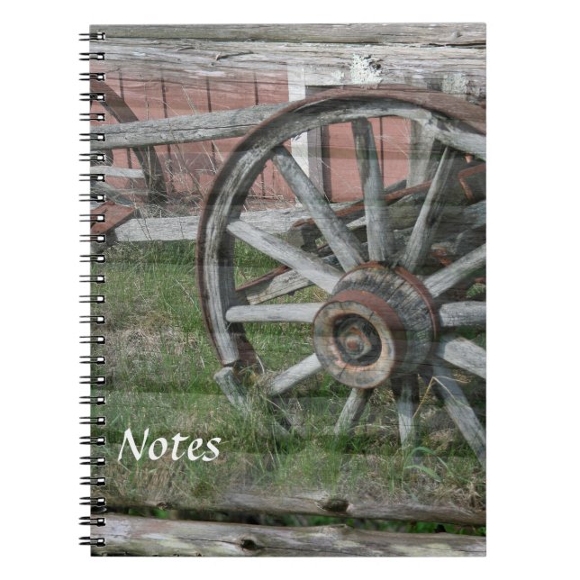 Caderno Espiral Notebook Estilo Ocidental Rustic Wagon Roda Spiral (Frente)