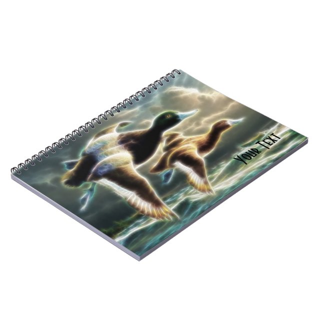 Caderno Espiral Notebook Fantasy Flying Mallard Ducks (Left Side)