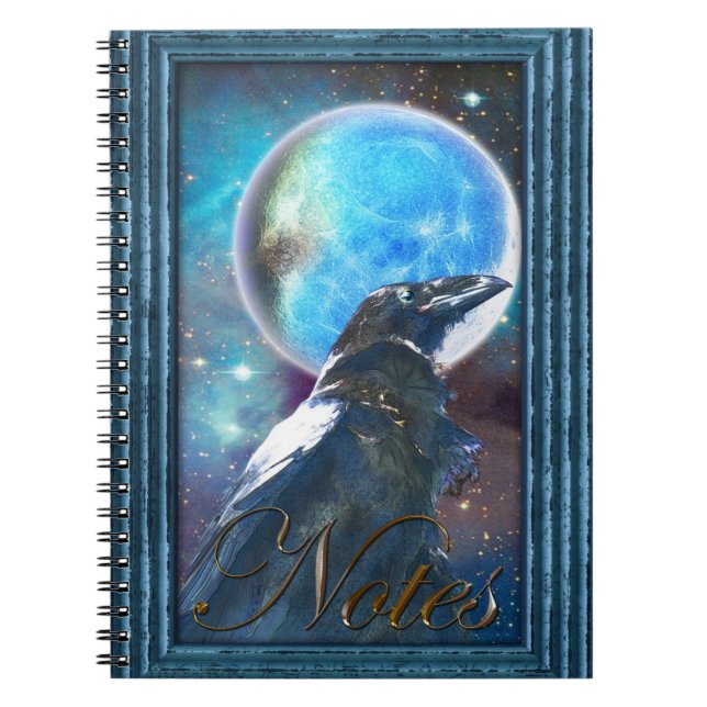 Caderno Espiral Notebook Fantasy Raven & Moon Inspirational Art (Frente)