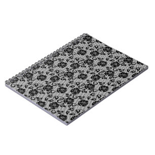 Caderno Espiral Notebook Faux Black Lace Rosa Fishnet Romântico