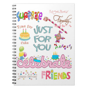 Caderno Espiral Notebook Feliz Aniversário da Família Amigos