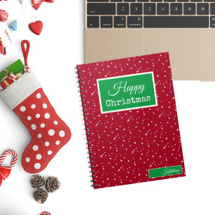 Caderno Espiral Notebook Feliz Natal Vermelho e Verde