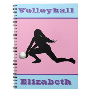 Caderno Espiral Notebook feminino de voleibol, azul, roxo