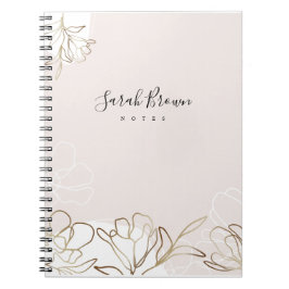 Caderno Espiral Notebook feminino personalizado, cor-de-rosa-claro