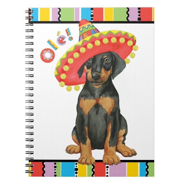 Caderno Espiral Notebook Fiesta Doberman Pinscher (Frente)