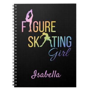 Caderno Espiral Notebook Figura patinando garota arco-íris rosa