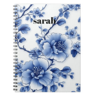 Caderno Espiral Notebook Flor Azul
