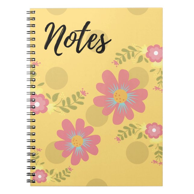 Caderno Espiral Notebook Floral Amarelo (Frente)