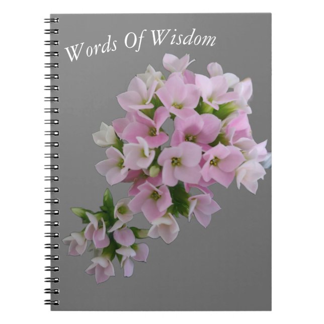 Caderno Espiral Notebook floral cor-de-rosa fino (Frente)