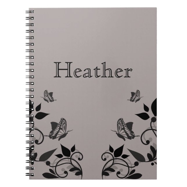 Caderno Espiral Notebook Floral da Borboleta Ebony (Frente)