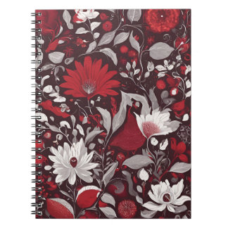 Caderno Espiral Notebook Floral Elegante - Borgonha e Bloqueio Bra