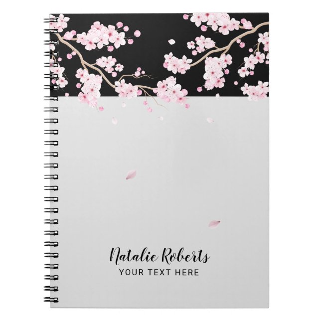 Caderno Espiral Notebook Floral Elegante Cherry Blossom (Frente)