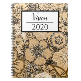 Caderno Espiral Notebook Floral em Madeira Visão 2020