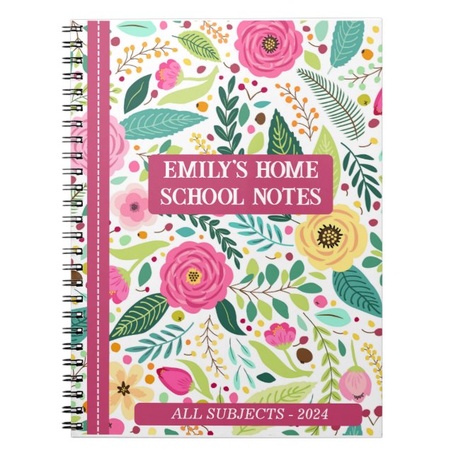 CADERNO ESPIRAL NOTEBOOK FLORAL HOMESCHOL (Frente)