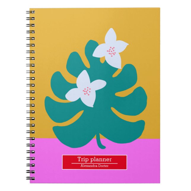 Caderno Espiral Notebook floral moderno com viagem de viagem perso (Frente)