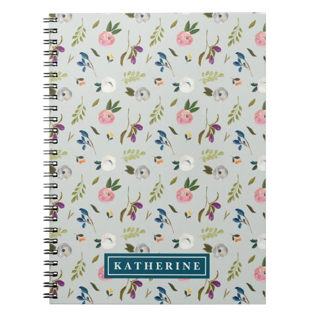 Caderno Espiral Notebook Floral Personalizado (Frente)
