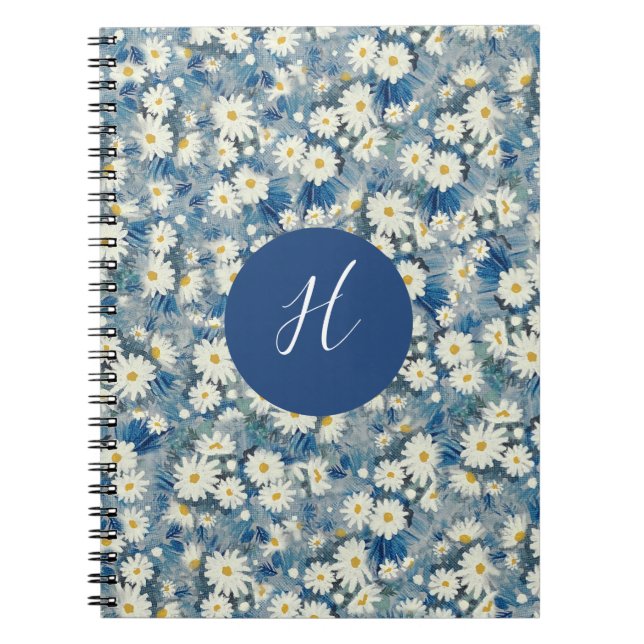 Caderno Espiral Notebook Floral Personalizado do Monograma Inicial (Frente)