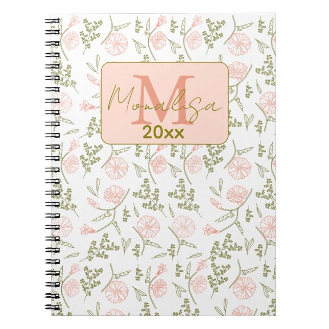 Caderno Espiral notebook floral personalizado Spiral (Frente)