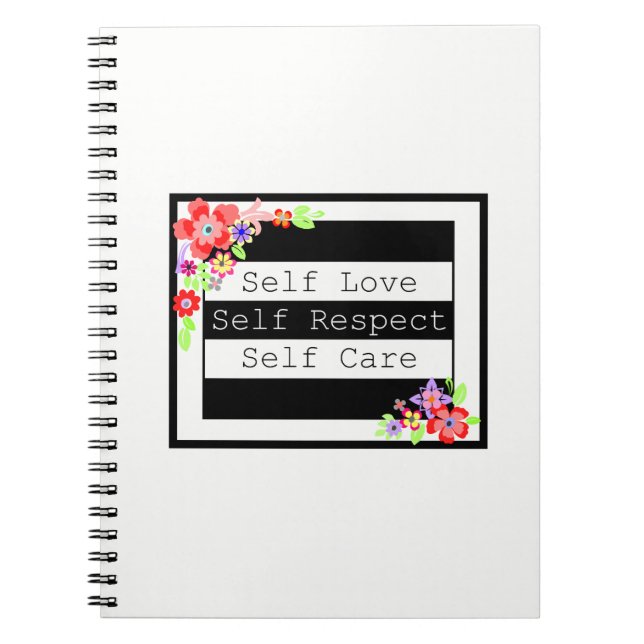 Caderno Espiral Notebook Floral "Self Love" Gordo. (Frente)