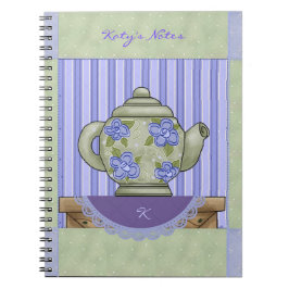 Caderno Espiral Notebook Floral Teapot Quilt