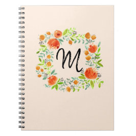 Caderno Espiral Notebook Floral Wreath Monograma