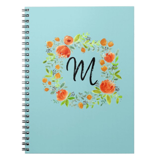 Caderno Espiral Notebook Floral Wreath Monograma (Frente)