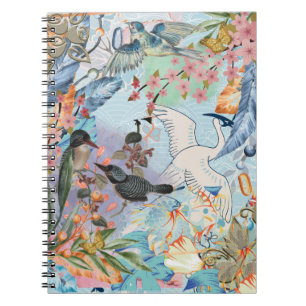 Caderno Espiral Notebook Florals Blue Shades