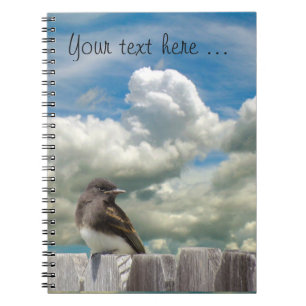 Caderno Espiral Notebook - Flycatcher na cerca