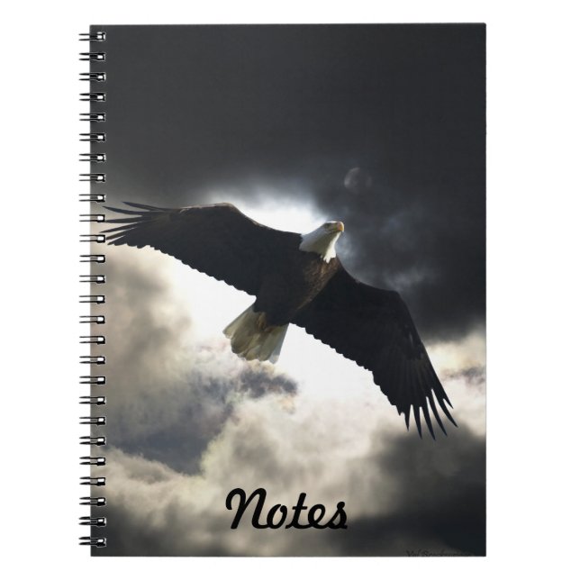 Caderno Espiral Notebook Flying Bald Eagle & Stormy Sky Handy (Frente)