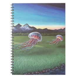 Caderno Espiral Notebook Flying Jellyfish Mountain Landscape