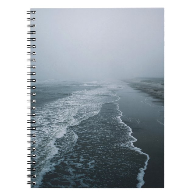 Caderno Espiral Notebook Foggy Shoreline Ocean Waves (Frente)