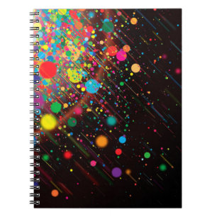 Caderno Espiral Notebook fotográfico/Esferas e linhas multicolorid