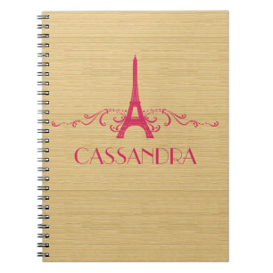 Caderno Espiral Notebook francês florescente rosa