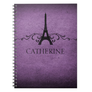 Caderno Espiral Notebook francês florescente venenoso, roxo