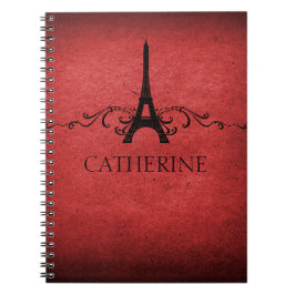Caderno Espiral Notebook francês florescente venenoso, vermelho